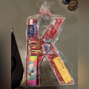 Fillable Letter K with Beauty Products and Candy